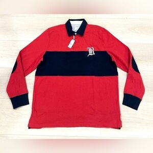 Brooks Brothers Designer Red Long Sleeve Cotton Polo Logo Sweater Mens 2XL NEW